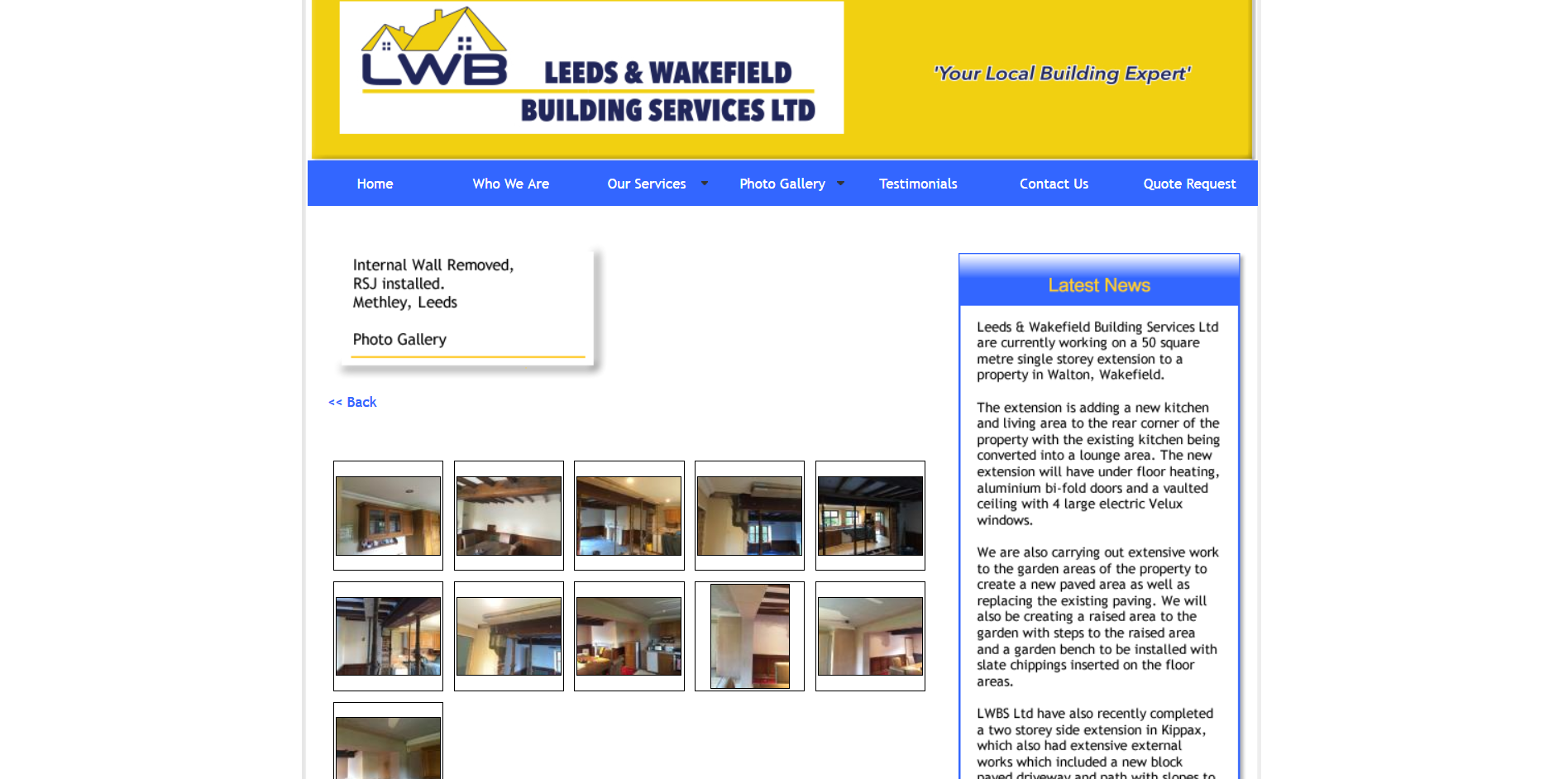Sample of the design work on the Leeds and Wakefield Builders website
